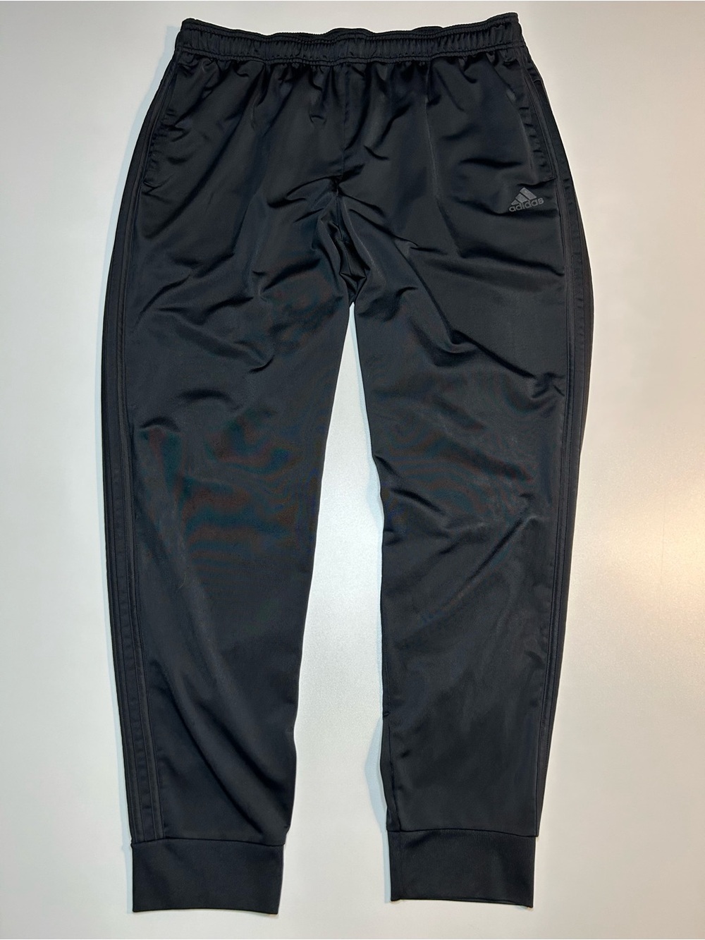 adidas Essentials Warm Up Tapered 3 Stripes Tricot Track Pants Black